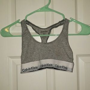 Calvin Klein Grey Unlined Razorback Sports Bra Small